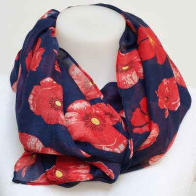 SCARF POPPY NAVY VISCOSE