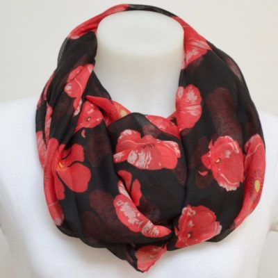 SCARF POPPY BLACK VISCOSE