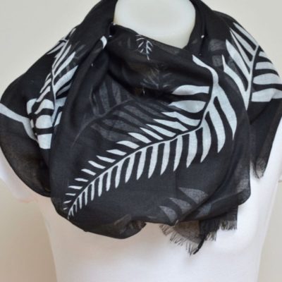 BLACK SILVER FERN SCARF