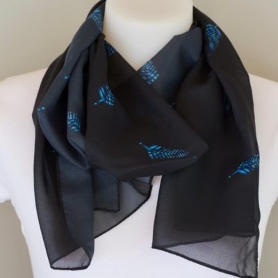 BLACK PAUA PRINT FERN SCARF