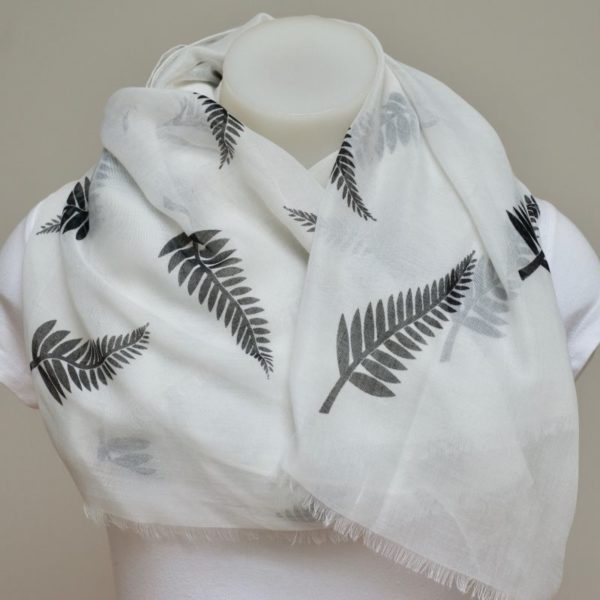 BLACK SMALL FERN SCARF