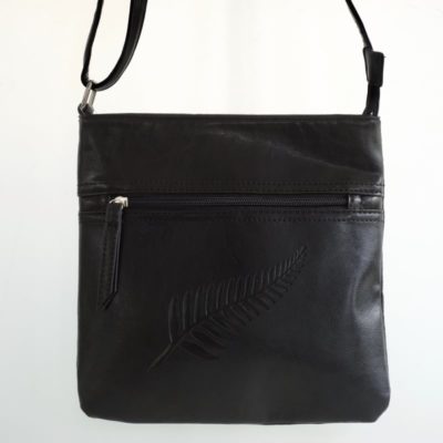 BLACK FERN EMBOSSED SIDE BAG