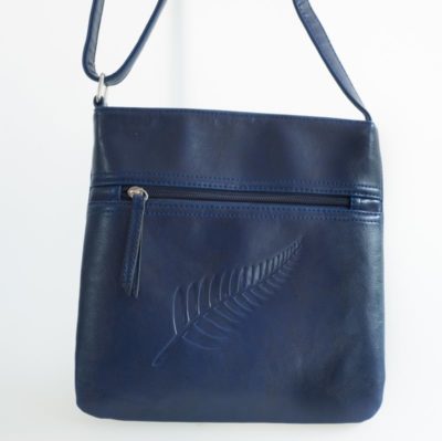 NAVY FERN EMBOSSED SIDE BAG