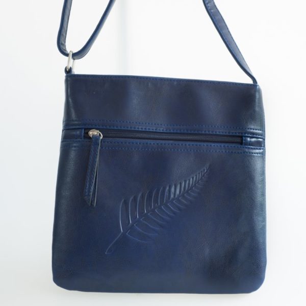 NAVY FERN EMBOSSED SIDE BAG