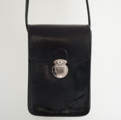 BLACK FERN EMBOSSED UPRIGHT HANDYBAG