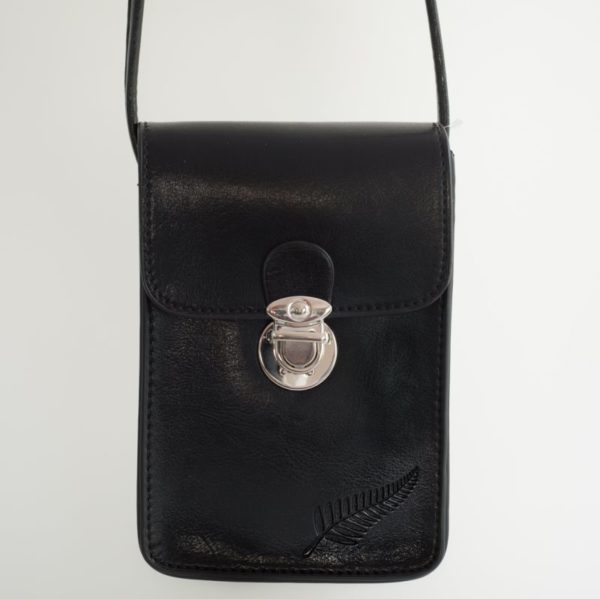BLACK FERN EMBOSSED UPRIGHT HANDYBAG