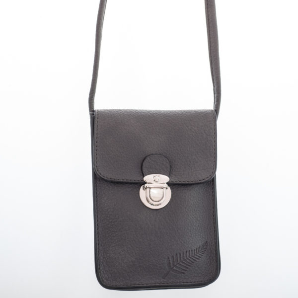 CHARCOAL FERN EMBOSSED UPRIGHT HANDYBAG