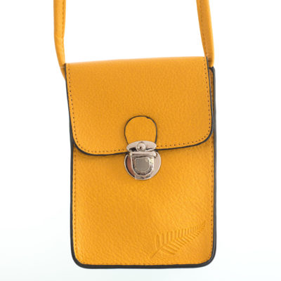 MUSTARD FERN EMBOSSED UPRIGHT HANDYBAG