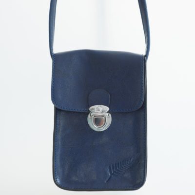 NAVY FERN EMBOSSED UPRIGHT HANDYBAG