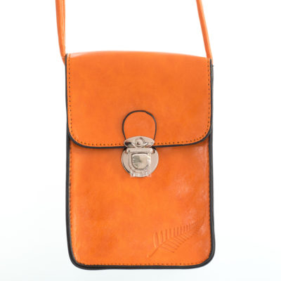 ORANGE FERN EMBOSSED UPRIGHT HANDYBAG