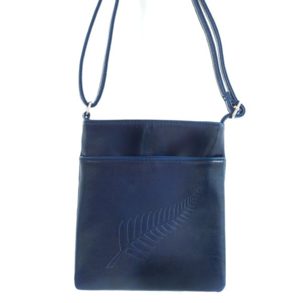 NAVY FERN EMBOSSED MEDIUM BAG