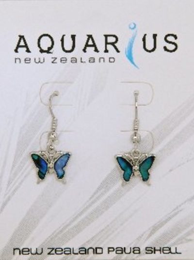 BLUE PAUA BUTTERFLY HOOK EARRING