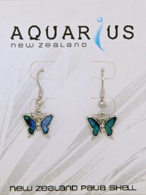 BLUE PAUA BUTTERFLY HOOK EARRING