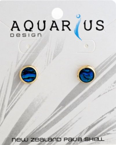 GOLD BLUE PAUA ROUND EARRING/ POST