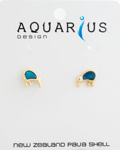 BLUE KIWI STUD GOLD EARRINGS