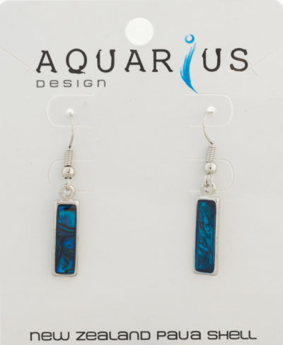 BLUE PAUA RECTANGLE CHROME EARRING