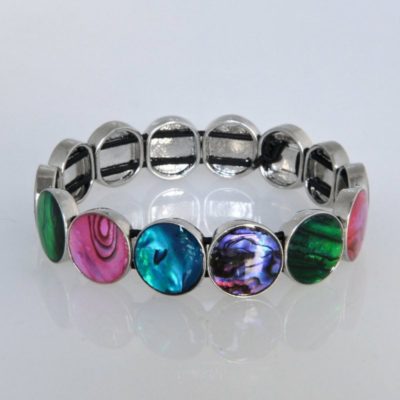 COLOURED PAUA ROUNDS STRETCH BRACELET