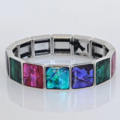 MULTI COLOUR PAUA SQUARE STRETCH BR