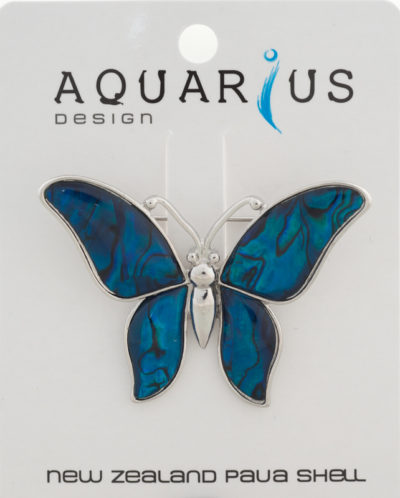 BLUE PAUA BUTTERFLY BROOCH