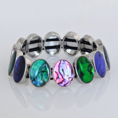 DYED PAUA MULTI OVAL STRETCH BRACELET