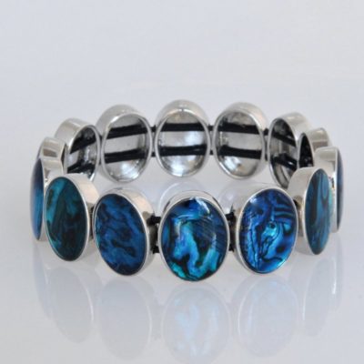 BLUE PAUA OVAL STRETCH BRACELET