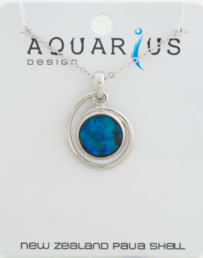 BLUE PAUA CIRCLE IN RING PENDANT