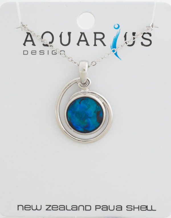 BLUE PAUA CIRCLE IN RING PENDANT
