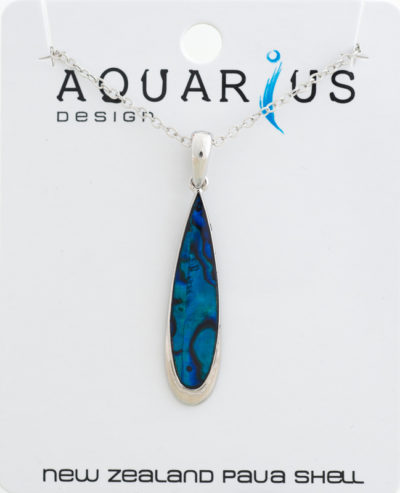 BLUE PAUA CHROME LARGE TEARDROP PENDANT