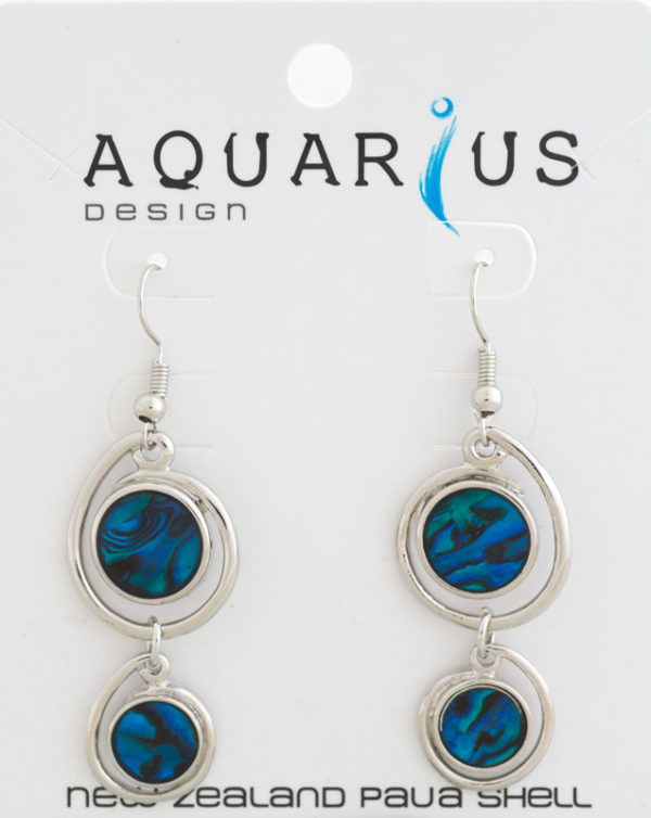 BLUE PAUA 2 ROUND COIL HOOK EARRINGS