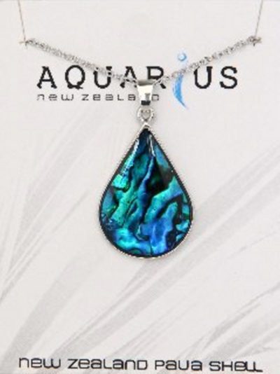 BLUE PAUA CHROME TEARDROP PENDANT