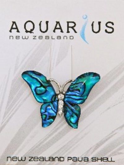 BLUE PAUA CRYSTAL BUTTERFLY BROOCH