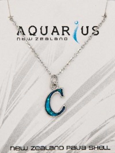 Blue Dyed Paua Letter-of-the-Alphabet - Letter C
