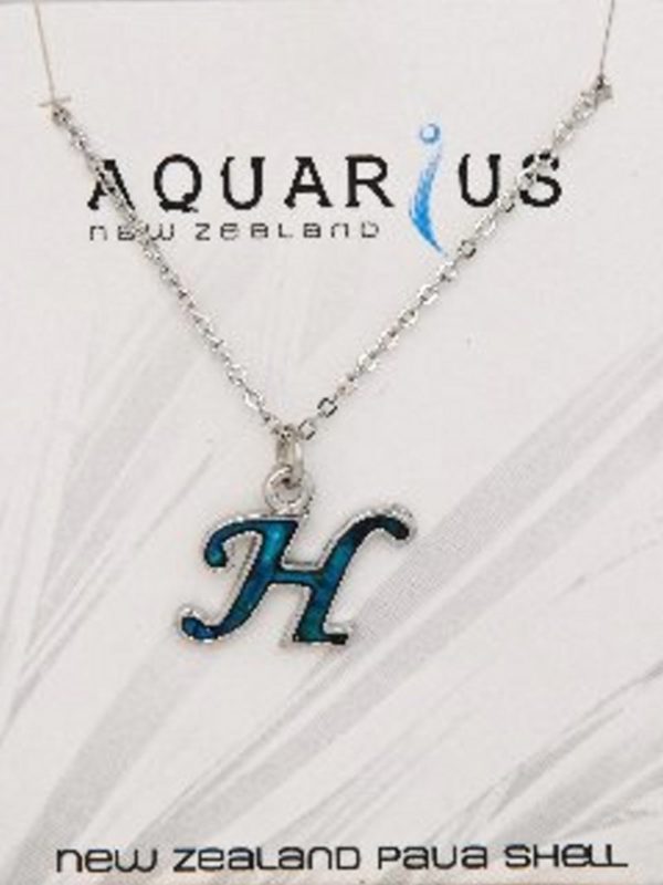 Blue Dyed Paua Letter-of-the-Alphabet - Letter H