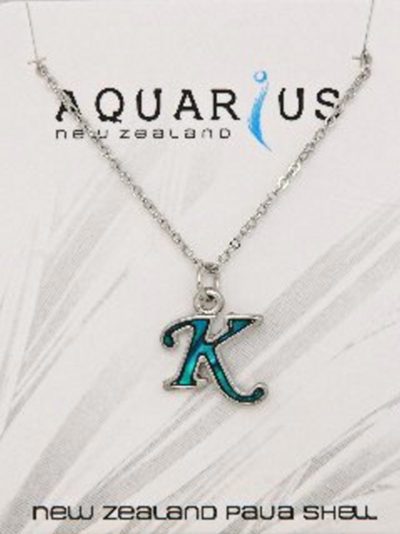 Blue Dyed Paua Letter-of-the-Alphabet - Letter K