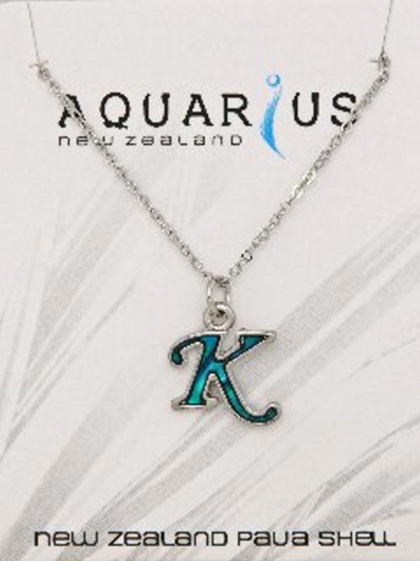 Blue Dyed Paua Letter-of-the-Alphabet - Letter K