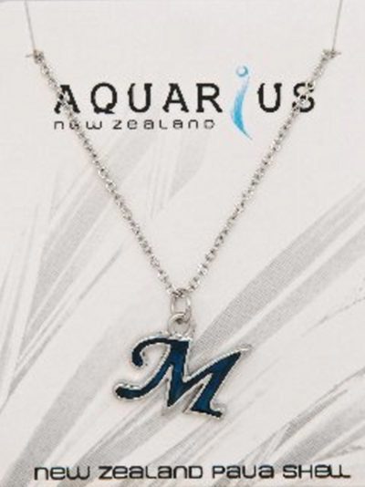 Blue Dyed Paua Letter-of-the-Alphabet - Letter M
