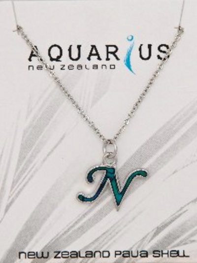 Blue Dyed Paua Letter-of-the-Alphabet - Letter N