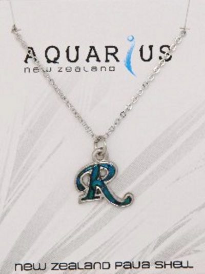 Blue Dyed Paua Letter-of-the-Alphabet - Letter R