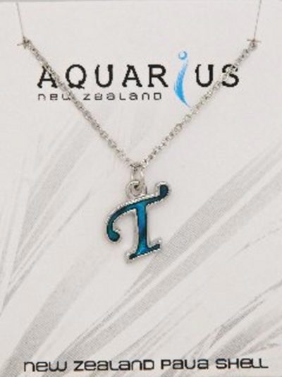 Blue Dyed Paua Letter-of-the-Alphabet - Letter T