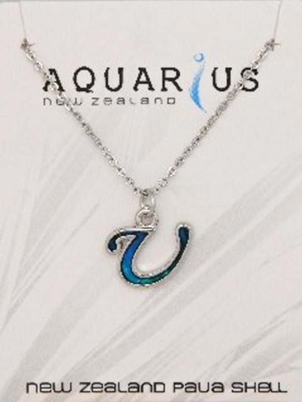 Blue Dyed Paua Letter-of-the-Alphabet - Letter U