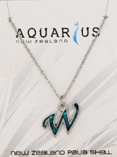 Blue Dyed Paua Letter-of-the-Alphabet - Letter W