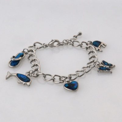 BLUE  PAUA MULTI CHARM BRACELET