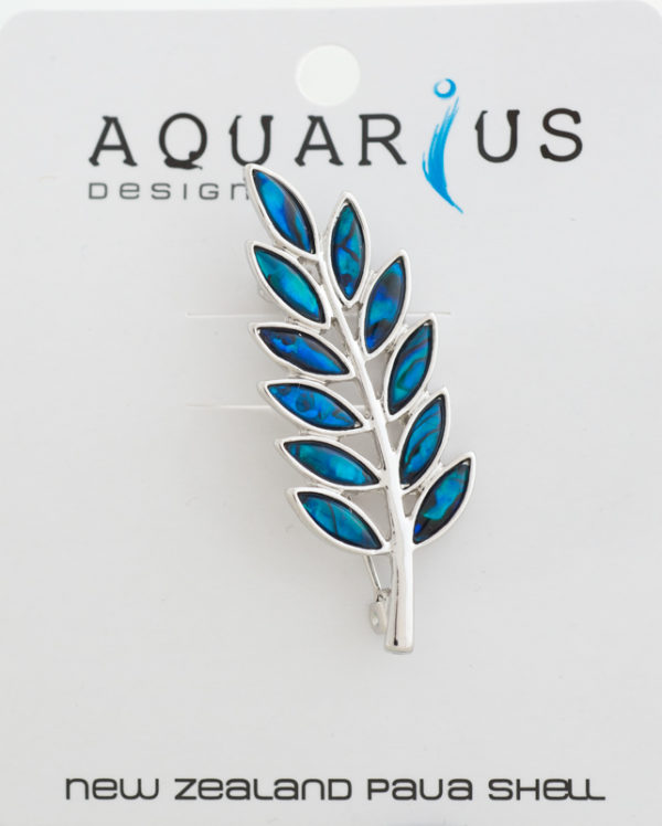 BLUE PAUA FERN BROOCH