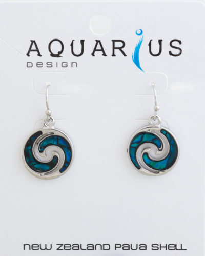 BLUE PAUA ROUND WAVE HOOK EARRING