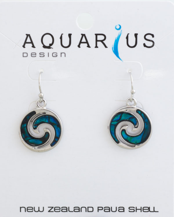 BLUE PAUA ROUND WAVE HOOK EARRING