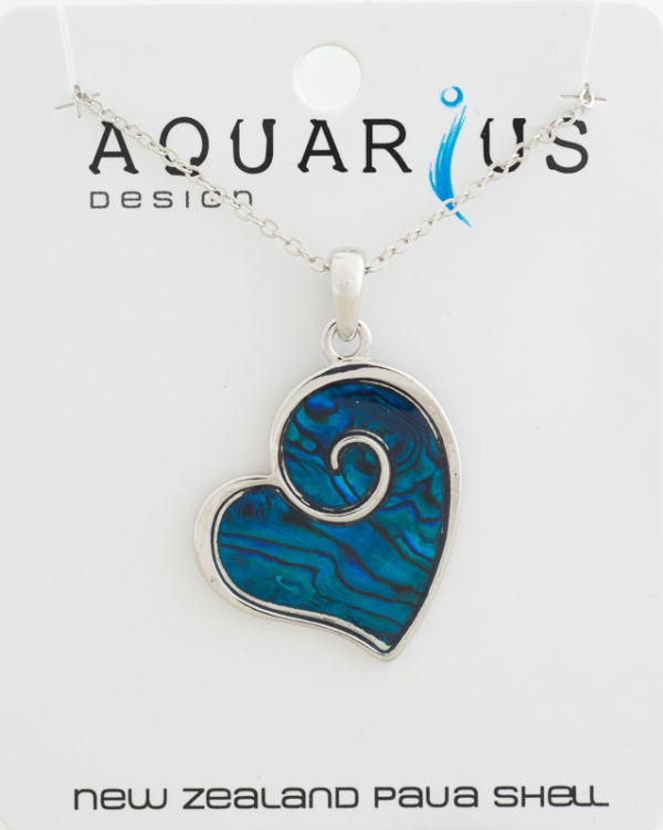 BLUE PAUA LARGE HEART PENDANT