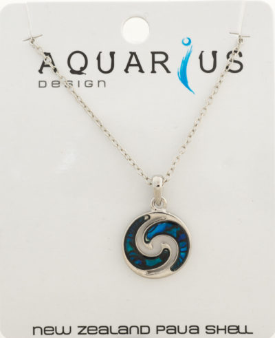 BLUE PAUA ROUND WAVE PENDANT
