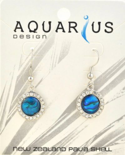 ROUND BLUE PAUA W CRYSTAL ER