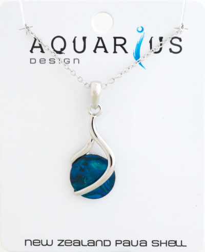 BLUE PAUA TWIST DROP PENDANT NECKLACE