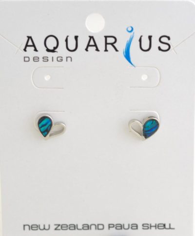 BLUE PAUA HALF HEART EARRING